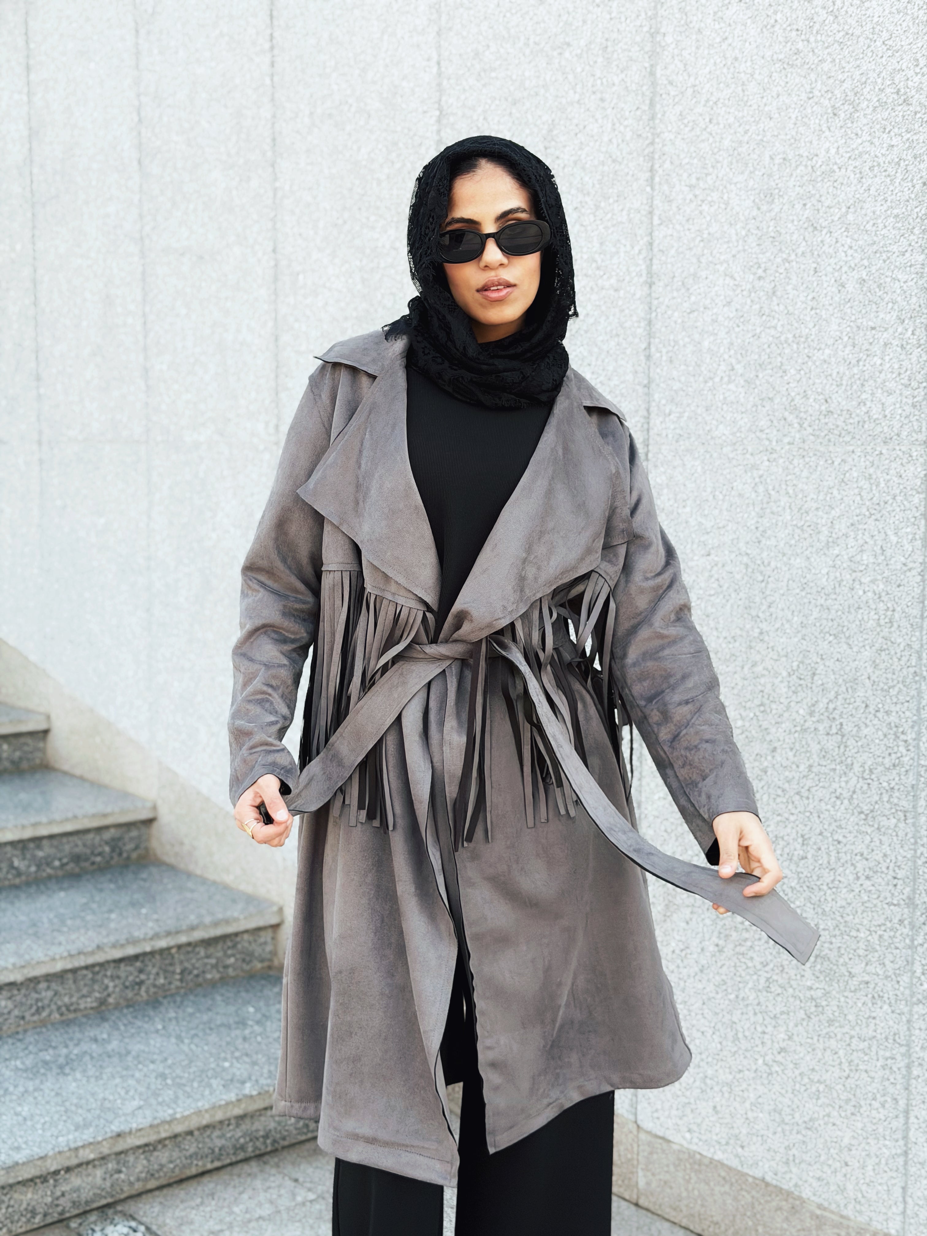Suede Coat Grey - AB ESSENTIALS