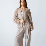 Sun Wave Shimmer Crochet Cardigan Beige - AB ESSENTIALS