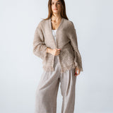 Sun Wave Shimmer Crochet Cardigan Beige - AB ESSENTIALS