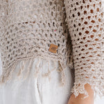 Sun Wave Shimmer Crochet Cardigan Beige - AB ESSENTIALS