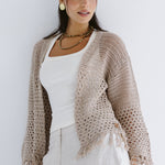 Sun Wave Shimmer Crochet Cardigan Beige - AB ESSENTIALS