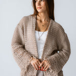 Sun Wave Shimmer Crochet Cardigan Beige - AB ESSENTIALS