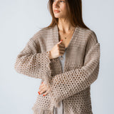 Sun Wave Shimmer Crochet Cardigan Beige - AB ESSENTIALS