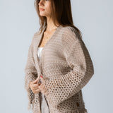 Sun Wave Shimmer Crochet Cardigan Beige - AB ESSENTIALS
