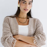 Sun Wave Shimmer Crochet Cardigan Beige - AB ESSENTIALS