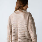 Sun Wave Shimmer Crochet Cardigan Beige - AB ESSENTIALS