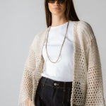 Sun Wave Shimmer Crochet Cardigan Off White - AB ESSENTIALS