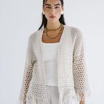 Sun Wave Shimmer Crochet Cardigan Off White - AB ESSENTIALS