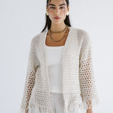 Sun Wave Shimmer Crochet Cardigan Off White - AB ESSENTIALS