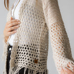 Sun Wave Shimmer Crochet Cardigan Off White - AB ESSENTIALS