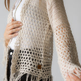 Sun Wave Shimmer Crochet Cardigan Off White - AB ESSENTIALS