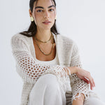 Sun Wave Shimmer Crochet Cardigan Off White - AB ESSENTIALS