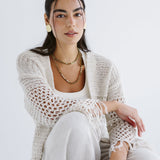 Sun Wave Shimmer Crochet Cardigan Off White - AB ESSENTIALS