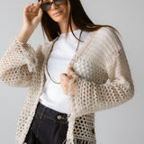 Sun Wave Shimmer Crochet Cardigan Off White - AB ESSENTIALS
