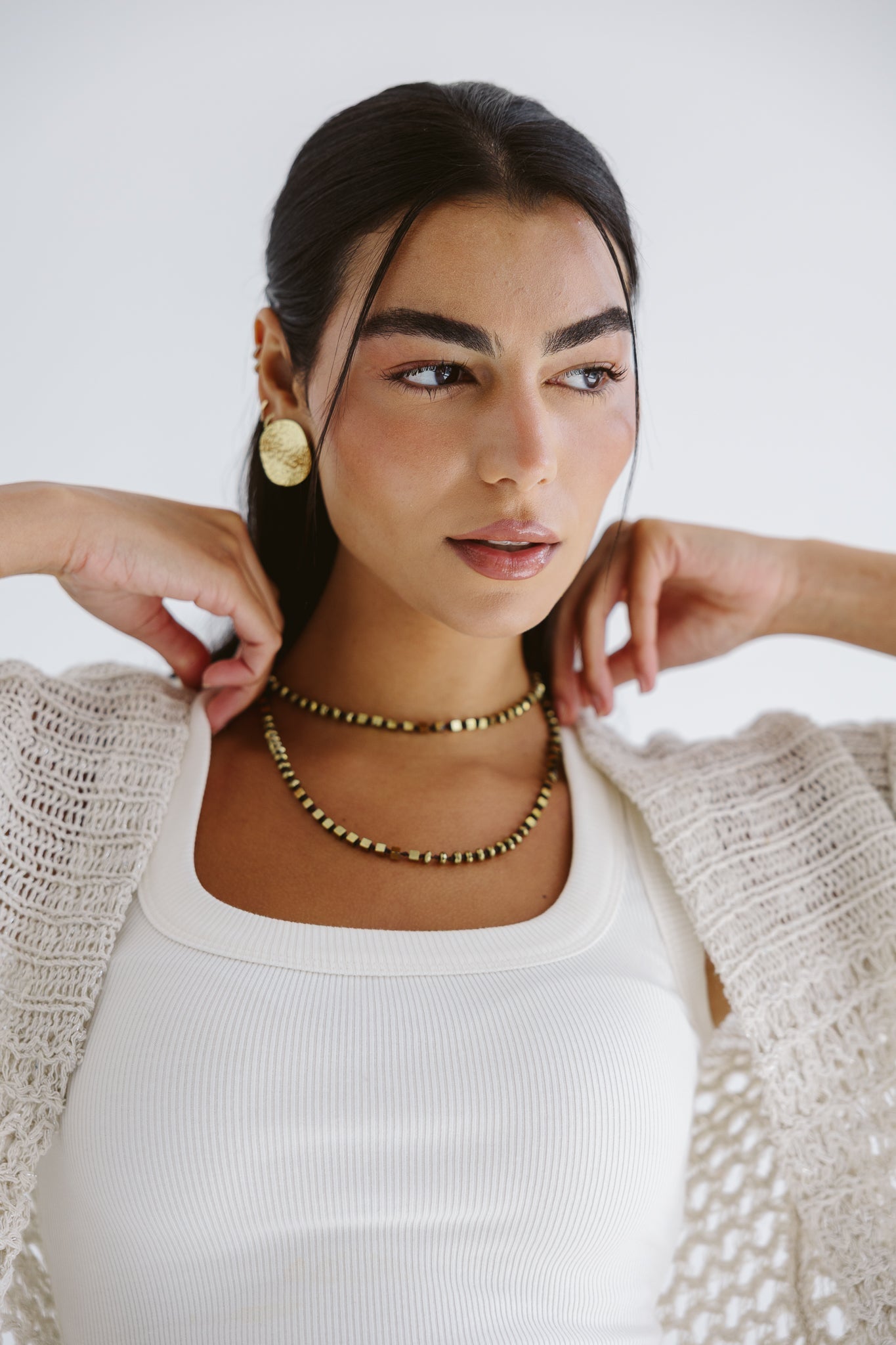 Sun Wave Shimmer Crochet Cardigan Off White - AB ESSENTIALS