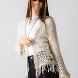 Sun Wave Shimmer Crochet Cardigan Off White - AB ESSENTIALS