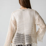 Sun Wave Shimmer Crochet Cardigan Off White - AB ESSENTIALS