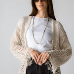 Sun Wave Shimmer Crochet Cardigan Off White - AB ESSENTIALS