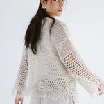 Sun Wave Shimmer Crochet Cardigan Off White - AB ESSENTIALS