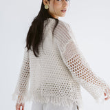 Sun Wave Shimmer Crochet Cardigan Off White - AB ESSENTIALS