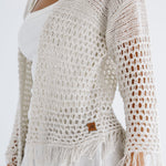 Sun Wave Shimmer Crochet Cardigan Off White - AB ESSENTIALS
