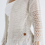 Sun Wave Shimmer Crochet Cardigan Off White - AB ESSENTIALS