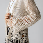 Sun Wave Shimmer Crochet Cardigan Off White - AB ESSENTIALS