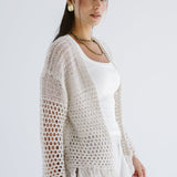 Sun Wave Shimmer Crochet Cardigan Off White - AB ESSENTIALS