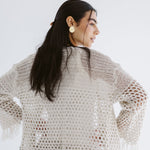 Sun Wave Shimmer Crochet Cardigan Off White - AB ESSENTIALS