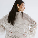 Sun Wave Shimmer Crochet Cardigan Off White - AB ESSENTIALS