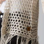 Sun Wave Shimmer Crochet Cardigan Off White - AB ESSENTIALS