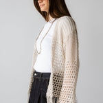 Sun Wave Shimmer Crochet Cardigan Off White - AB ESSENTIALS
