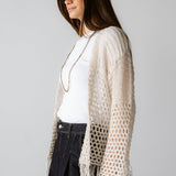 Sun Wave Shimmer Crochet Cardigan Off White - AB ESSENTIALS