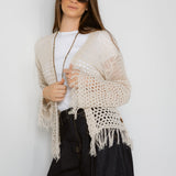 Sun Wave Shimmer Crochet Cardigan Off White - AB ESSENTIALS