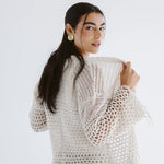 Sun Wave Shimmer Crochet Cardigan Off White - AB ESSENTIALS