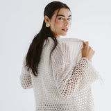 Sun Wave Shimmer Crochet Cardigan Off White - AB ESSENTIALS