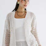 Sun Wave Shimmer Crochet Cardigan Off White - AB ESSENTIALS