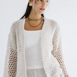 Sun Wave Shimmer Crochet Cardigan Off White - AB ESSENTIALS