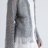 Sun Wave Shimmer Crochet Cardigan Silver - AB ESSENTIALS