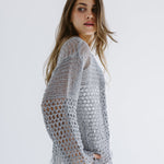 Sun Wave Shimmer Crochet Cardigan Silver - AB ESSENTIALS