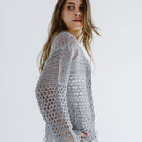 Sun Wave Shimmer Crochet Cardigan Silver - AB ESSENTIALS