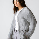 Sun Wave Shimmer Crochet Cardigan Silver - AB ESSENTIALS