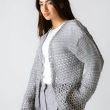 Sun Wave Shimmer Crochet Cardigan Silver - AB ESSENTIALS