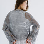 Sun Wave Shimmer Crochet Cardigan Silver - AB ESSENTIALS