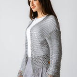 Sun Wave Shimmer Crochet Cardigan Silver - AB ESSENTIALS