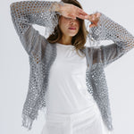 Sun Wave Shimmer Crochet Cardigan Silver - AB ESSENTIALS
