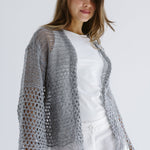 Sun Wave Shimmer Crochet Cardigan Silver - AB ESSENTIALS