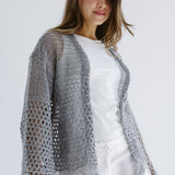 Sun Wave Shimmer Crochet Cardigan Silver - AB ESSENTIALS