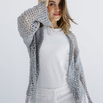Sun Wave Shimmer Crochet Cardigan Silver - AB ESSENTIALS