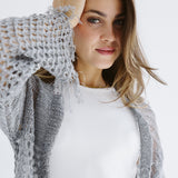 Sun Wave Shimmer Crochet Cardigan Silver - AB ESSENTIALS